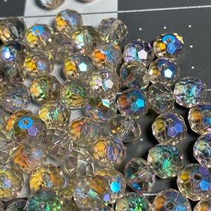 Crystal AB Beads: 8mm Champagne Rondelle (30)